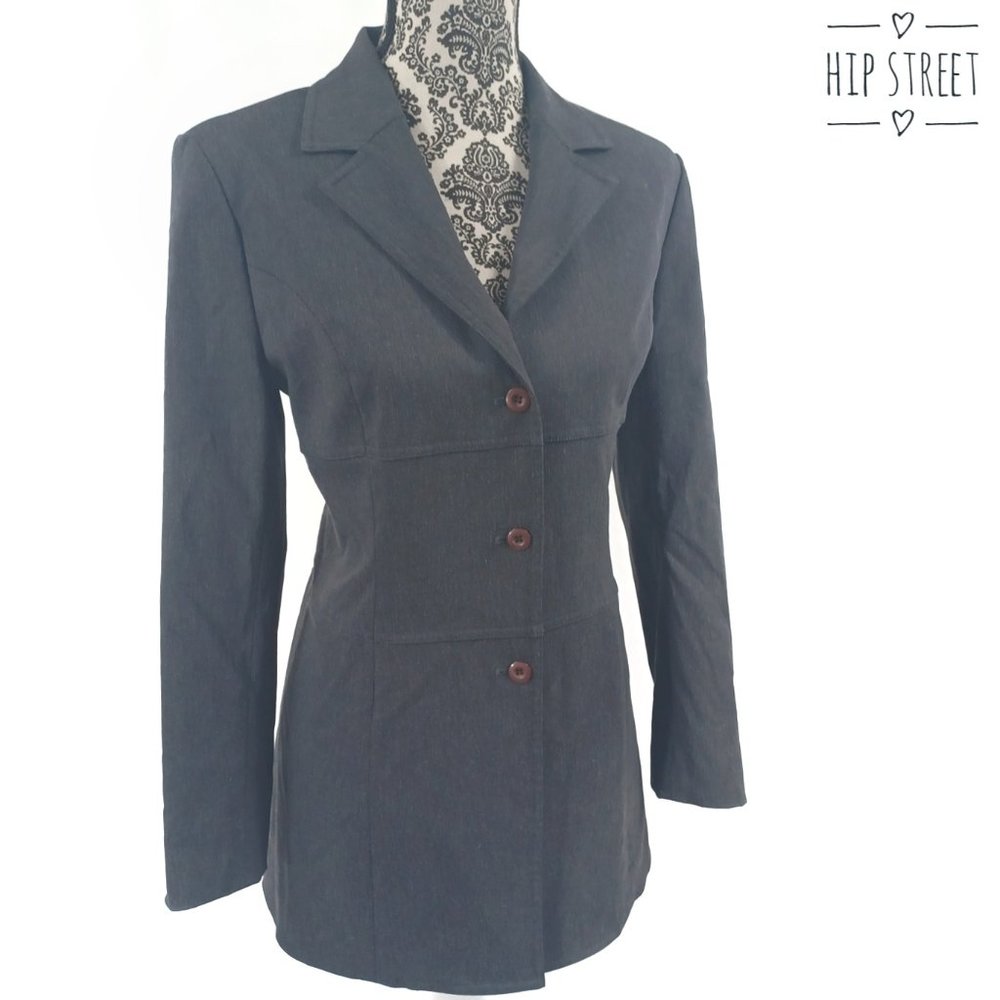 Express Blazer Button Front Long Jacket Stretch 5… - image 1